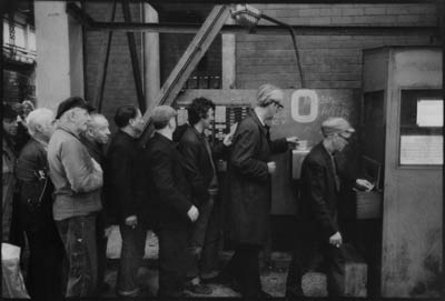 Clocking Off After Shift; Scott Lithgow Kingston Shipbuilding Yard, Port Glasgow.