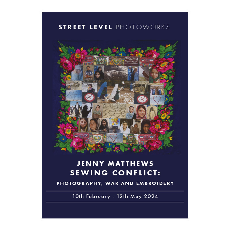 Image of Sewing Conflict 2024 Exhibition Poster by Jenny Matthews